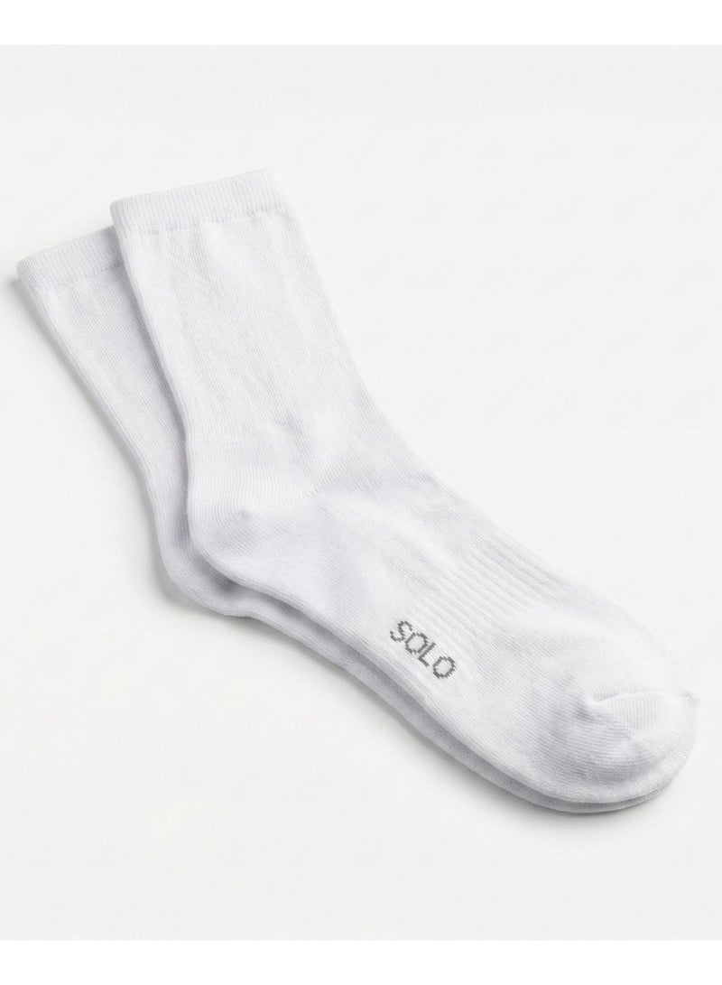Solo Pack of 2 Cushioned Full Towel Cotton Socks - White - Image 3